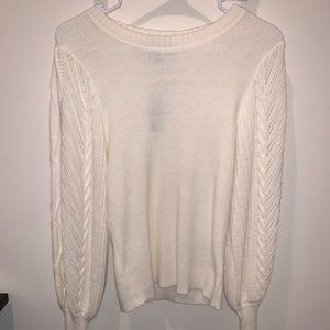 COPY - Express cream cable knit puff sleeve sweater, size small NWT